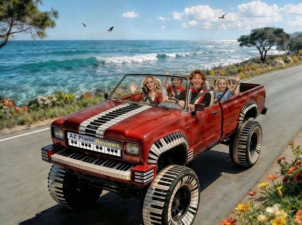 Kevin, Katie, Karson, & Kylie Keys driving at the Florida Keys