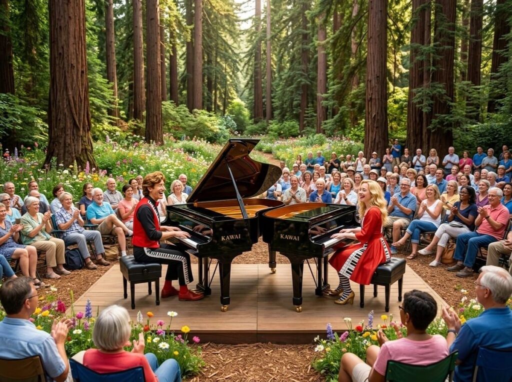 Kevin & Katie Keys Playing Piano at San Francisco Botanical Gardens