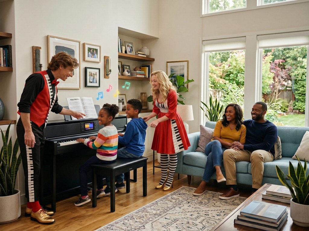 Kevin & Katie Keys teaching boy & girl private lesson in home