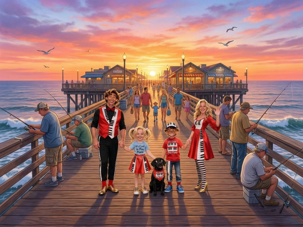Kevin & Katie Keys family at the ocean pier