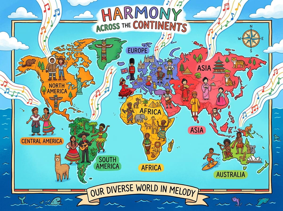 Music from the continents in the World